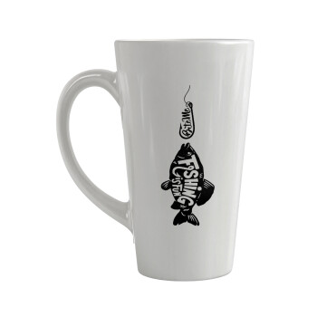 Fishing is fun, Κούπα κωνική Latte Μεγάλη, κεραμική, 450ml