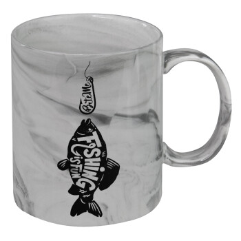 Fishing is fun, Mug ceramic marble style, 330ml