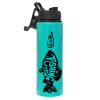Metallic water bottle with safety lid, 850ml aluminum