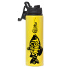 Metallic water bottle with safety lid, 850ml aluminum