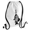 Backpack pouch GYMBAG white, with pocket (40x48cm) & thick cords