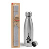Easter Set, metallic Inox water bottle (750ml) & aromatic flat Easter candle (30cm) (GRAY)