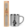Easter Set, metallic thermal cup (300ml) & Easter aromatic flat candle (30cm) (GRAY)