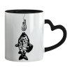 Mug heart black handle, ceramic, 330ml