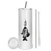 Tumbler stainless steel 600ml, with metal straw & cleaning brush