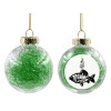 Transparent Christmas tree ball ornament with green filling 8cm