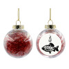 Transparent Christmas tree ball ornament with red filling 8cm