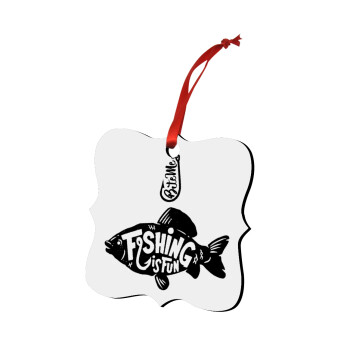 Fishing is fun, Στολίδι Χριστουγεννιάτικο στολίδι polygon ξύλινο 7.5cm