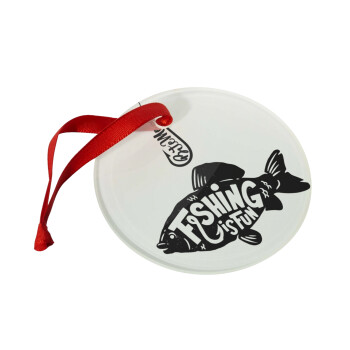 Fishing is fun, Στολίδι Χριστουγεννιάτικο στολίδι γυάλινο 9cm