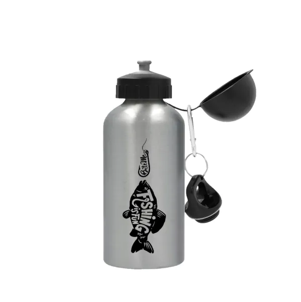 Fishing is fun — Metallic water jug, Silver, aluminum 500ml