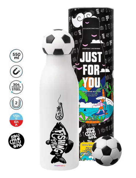 Fishing is fun — Soccer Metal mug thermos, double wall, 550ml
