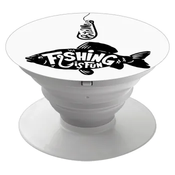 Fishing is fun, Phone Holders Stand  White Hand-held Mobile Phone Holder
