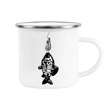 Fishing is fun, Κούπα Μεταλλική εμαγιέ λευκη 360ml