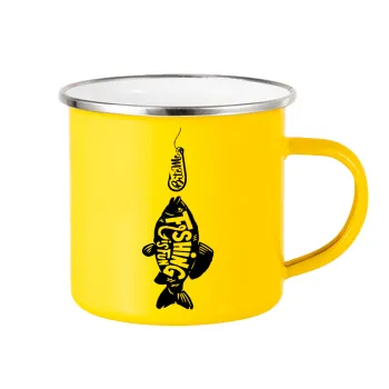 Fishing is fun, Yellow Enamel Metallic Cup 360ml