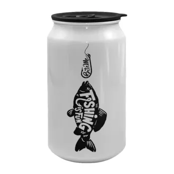 Fishing is fun, Κούπα ταξιδιού μεταλλική με καπάκι (tin-can) 500ml
