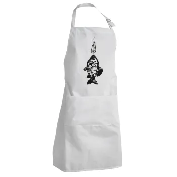 Fishing is fun, Adult Chef Apron (with sliders and 2 pockets)