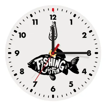 Fishing is fun, Ρολόι τοίχου ξύλινο (20cm)