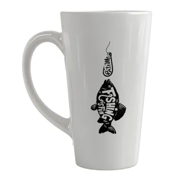 Fishing is fun, Κούπα κωνική Latte Μεγάλη, κεραμική, 450ml
