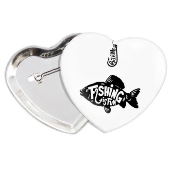 Fishing is fun, Κονκάρδα παραμάνα καρδιά (57x52mm)