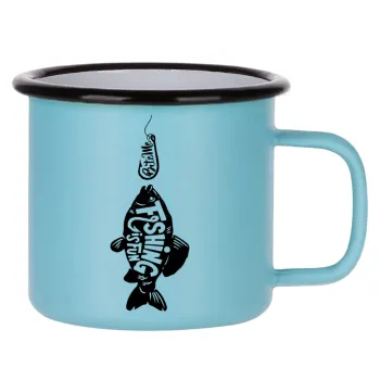 Fishing is fun, Κούπα Μεταλλική εμαγιέ ΜΑΤ σιέλ 360ml