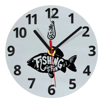 Fishing is fun, Ρολόι τοίχου γυάλινο (20cm)