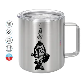 Fishing is fun, Mug Stainless steel double wall 300ml