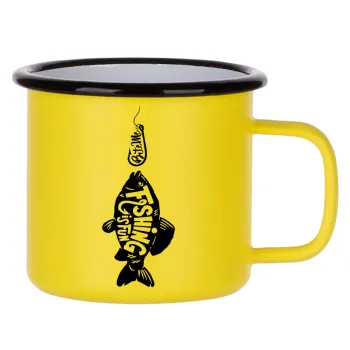Fishing is fun, Κούπα Μεταλλική εμαγιέ ΜΑΤ Κίτρινη 360ml