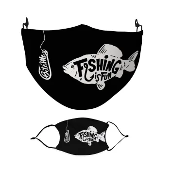 Fishing is fun, Μάσκα υφασμάτινη Ενηλίκων πολλαπλών στρώσεων με υποδοχή φίλτρου