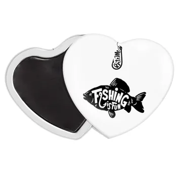 Fishing is fun, Μαγνητάκι καρδιά (57x52mm)