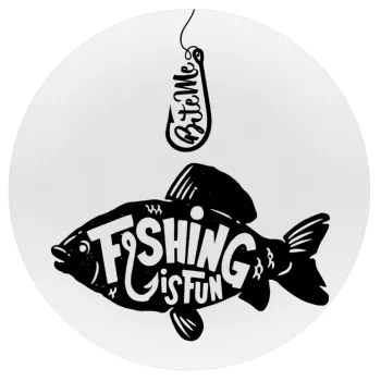 Fishing is fun, Mousepad Στρογγυλό 20cm