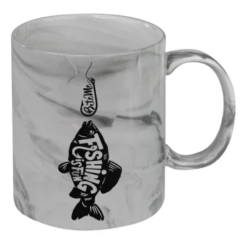 Fishing is fun, Κούπα κεραμική, marble style (μάρμαρο), 330ml