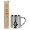 Easter Set, metallic thermal cup (300ml) & Easter aromatic flat candle (30cm) (GRAY)