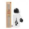 Easter Set, metallic aluminum water bottle (500ml) & aromatic flat Easter candle (30cm) (GRAY)