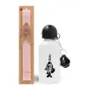 Easter Set, metallic aluminum bottle (500ml) & aromatic flat Easter candle (30cm) (PINK)