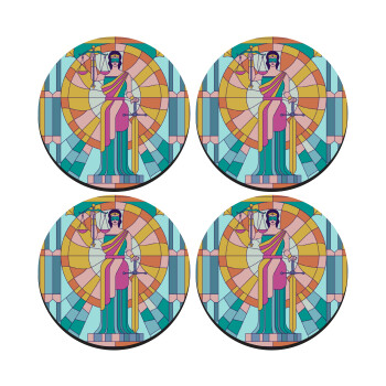 Θέμιδα βιτρώ, SET of 4 round wooden coasters (9cm)