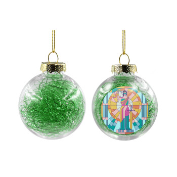 Θέμιδα βιτρώ, Χριστουγεννιάτικη μπάλα δένδρου διάφανη με πράσινο γέμισμα 8cm