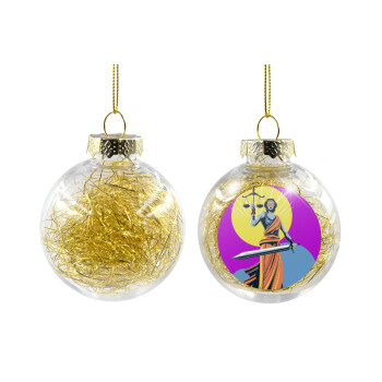 Θέμιδα art style, Χριστουγεννιάτικη μπάλα δένδρου διάφανη με χρυσό γέμισμα 8cm
