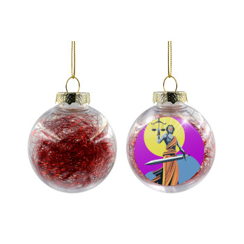 Θέμιδα art style, Χριστουγεννιάτικη μπάλα δένδρου διάφανη με κόκκινο γέμισμα 8cm