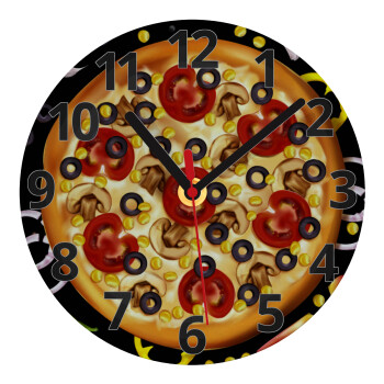 Pizza, Ρολόι τοίχου γυάλινο (20cm)