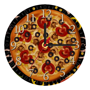 Pizza, Ρολόι τοίχου ξύλινο plywood (20cm)