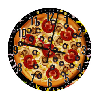 Pizza, Ρολόι τοίχου ξύλινο (30cm)