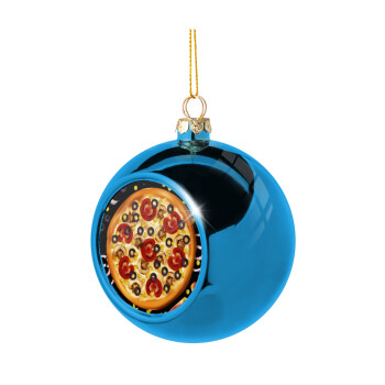 Pizza, Χριστουγεννιάτικη μπάλα δένδρου Μπλε 8cm