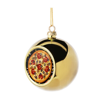 Pizza, Golden Christmas tree ball ornament 8cm