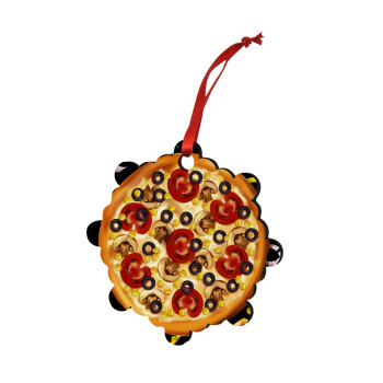 Pizza, Christmas ornament snowflake wooden 7.5cm