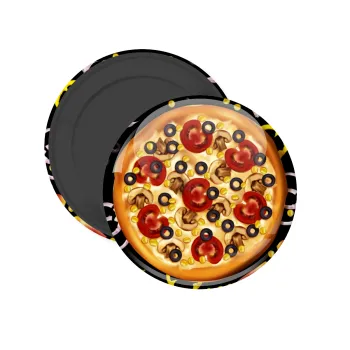 Pizza, Μαγνητάκι ψυγείου στρογγυλό διάστασης 5cm