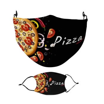 Pizza, Μάσκα υφασμάτινη Ενηλίκων πολλαπλών στρώσεων με υποδοχή φίλτρου