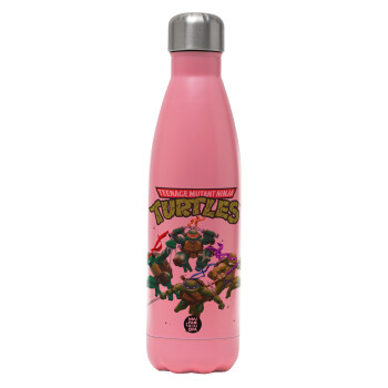 Ninja turtles, Metal mug thermos Pink Mat (Stainless steel), double wall, 500ml