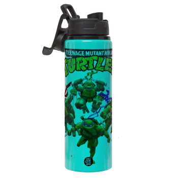 Ninja turtles, Metallic water bottle with safety lid, 850ml aluminum