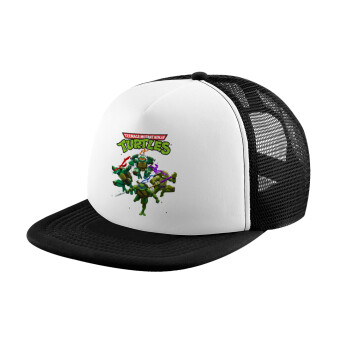 Ninja turtles, Καπέλο Soft Trucker με Δίχτυ Black/White 