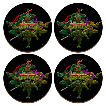 Ninja turtles, ΣΕΤ x4 Σουβέρ ξύλινα στρογγυλά plywood (9cm)